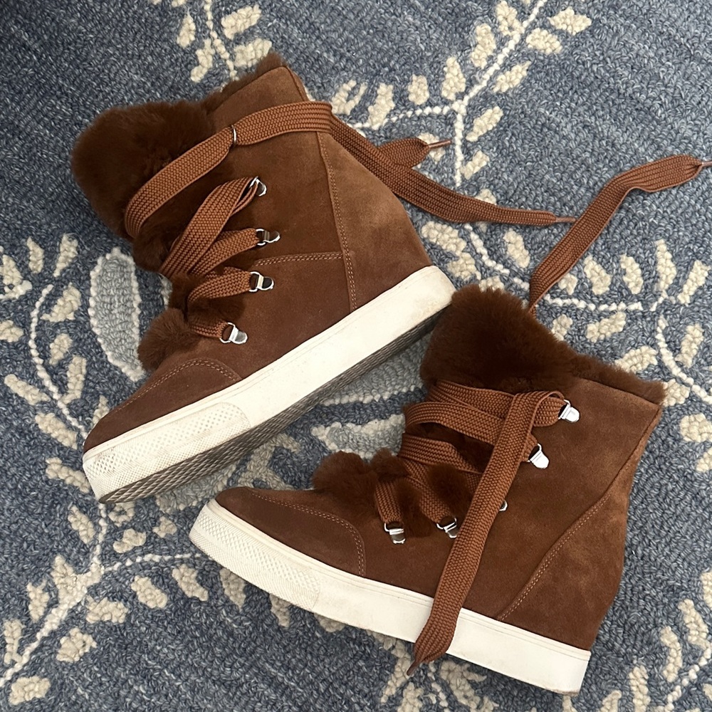 Steve Madden Brown Fur-Lined Sneakers - Picture 2 of 6